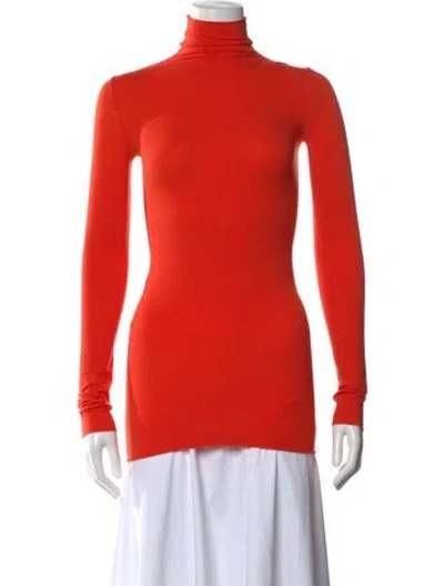 Pre-owned Tory Sport Turtleneck Long Sleeve Top In Orange
