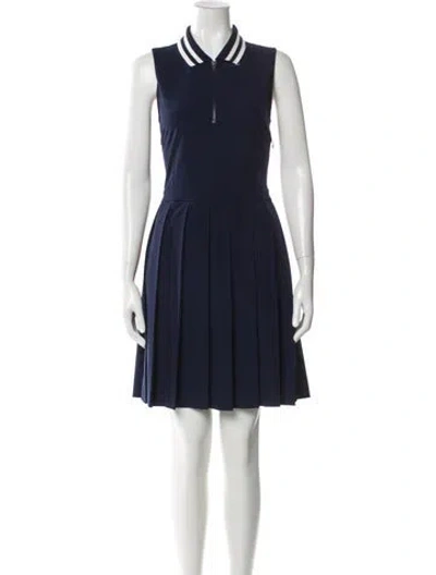 Pre-owned Tory Sport V-neck Mini Dress In Blue