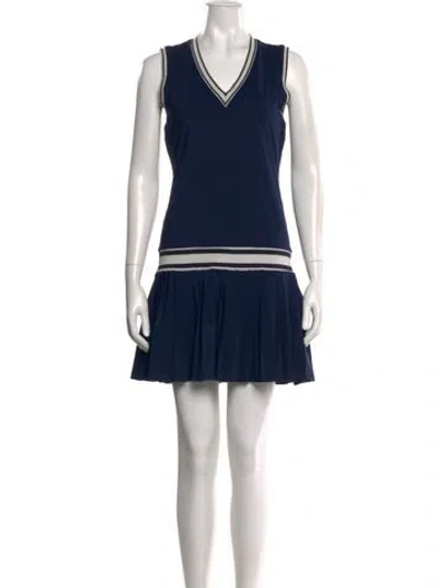 Pre-owned Tory Sport V-neck Mini Dress In Blue