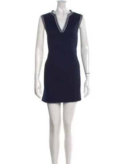 Pre-owned Tory Sport V-neck Mini Dress In Blue