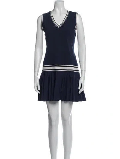 Pre-owned Tory Sport V-neck Mini Dress In Blue