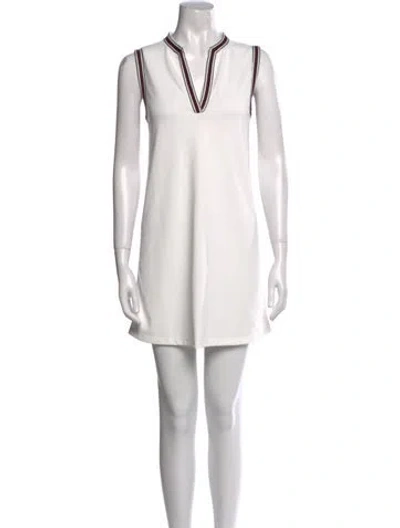 Pre-owned Tory Sport V-neck Mini Dress In Neutral