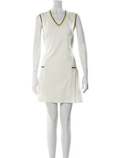 Pre-owned Tory Sport V-neck Mini Dress In Neutral