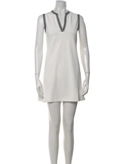 Pre-owned Tory Sport V-neck Mini Dress In Neutral
