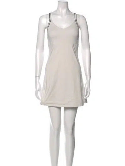 Pre-owned Tory Sport V-neck Mini Dress In Neutrals