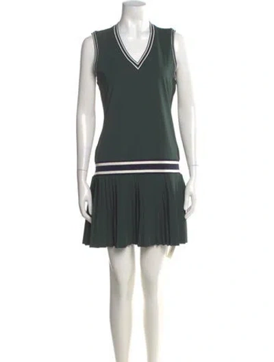 Pre-owned Tory Sport V-neck Mini Dress W/ Tags In Green