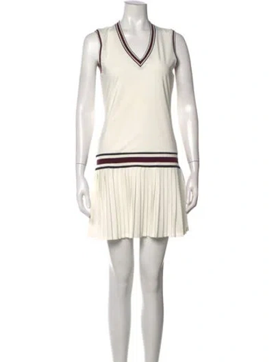 Pre-owned Tory Sport V-neck Mini Dress W/ Tags In White
