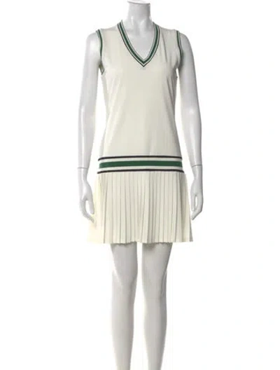 Pre-owned Tory Sport V-neck Mini Dress In White