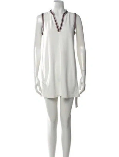 Pre-owned Tory Sport V-neck Mini Dress In White