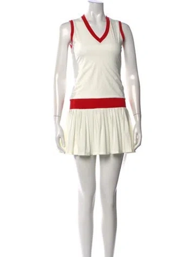 Pre-owned Tory Sport V-neck Mini Dress In White