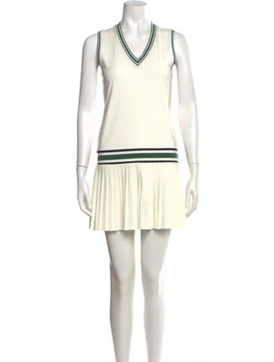 Pre-owned Tory Sport V-neck Mini Dress In White