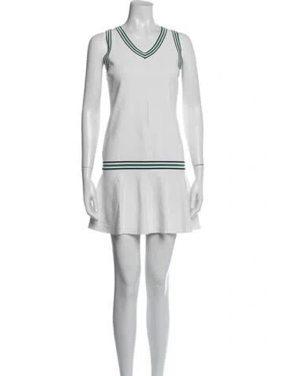 Pre-owned Tory Sport V-neck Mini Dress In White