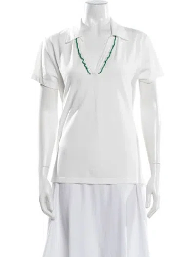 Pre-owned Tory Sport V-neck Short Sleeve Polo In White