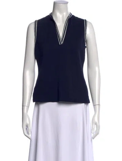 Pre-owned Tory Sport V-neck Sleeveless Polo In Blue