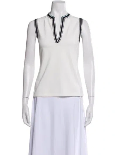 Pre-owned Tory Sport V-neck Sleeveless Polo In White