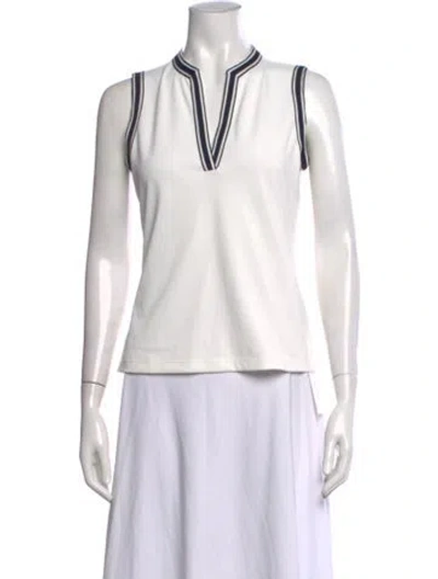 Pre-owned Tory Sport V-neck Sleeveless Polo In White