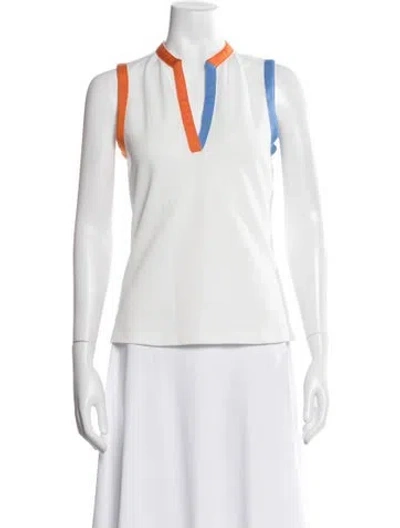 Pre-owned Tory Sport V-neck Sleeveless Polo In White