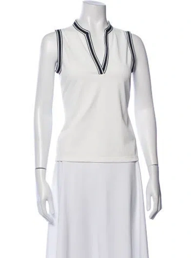 Pre-owned Tory Sport V-neck Sleeveless Polo In White