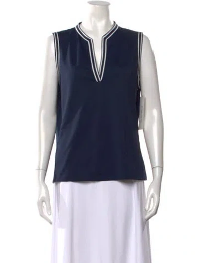 Pre-owned Tory Sport V-neck Sleeveless Top In Blue