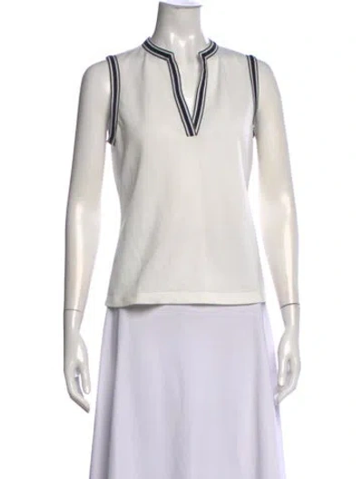 Pre-owned Tory Sport V-neck Sleeveless Top In White