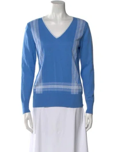 Pre-owned Tory Sport V-neck Sweater In Blue