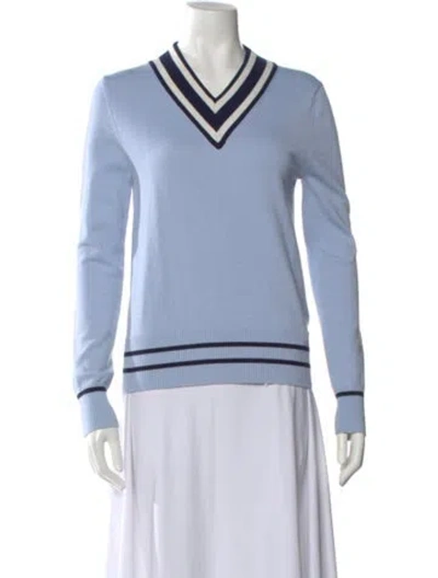 Pre-owned Tory Sport V-neck Sweater In Blue
