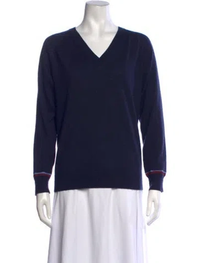 Pre-owned Tory Sport V-neck Sweater In Blue