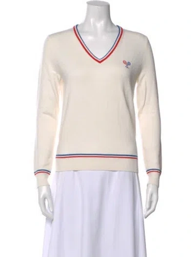 Pre-owned Tory Sport V-neck Sweater In Neutral