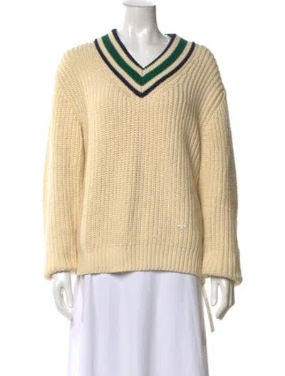 Pre-owned Tory Sport V-neck Sweater In Neutral