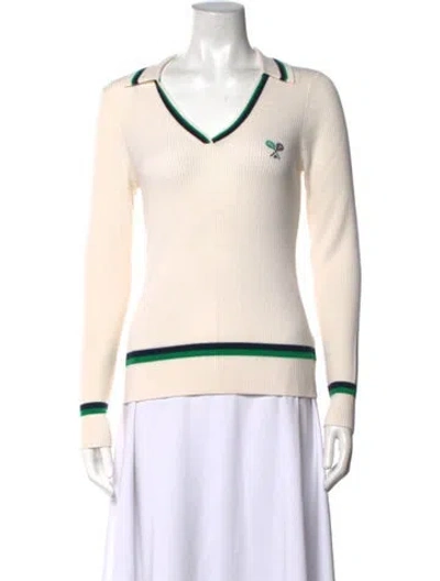 Pre-owned Tory Sport V-neck Sweater In Neutrals
