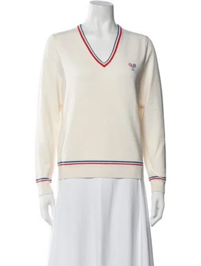 Pre-owned Tory Sport V-neck Sweater In Neutrals