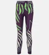 Tory Sport Weightless 7/8 Printed Tactel® And Lycra®-blend Leggings In Purple Zebra Scarf