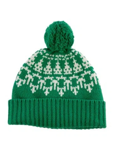 Pre-owned Tory Sport Womens Merino Wool Beanie In Green