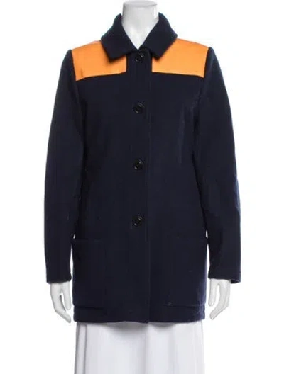 Pre-owned Tory Sport Wool Colorblock Pattern Jacket In Blue