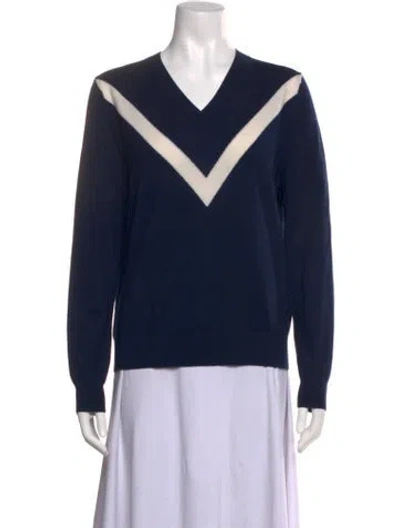 Pre-owned Tory Sport Wool Colorblock Pattern Sweater In Blue
