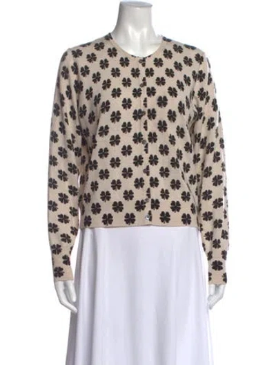 Pre-owned Tory Sport Wool Floral Print Sweater In Neutral