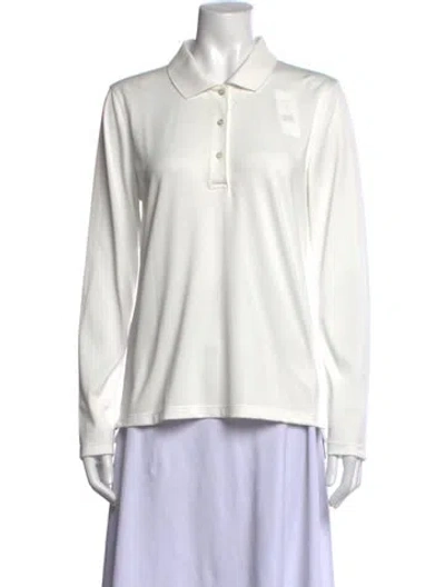 Pre-owned Tory Sport Wool Long Sleeve Polo In Neutrals/white