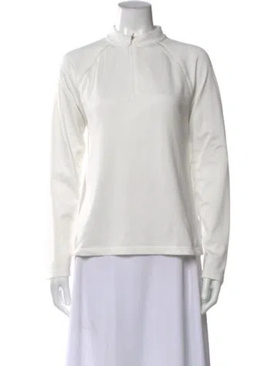 Pre-owned Tory Sport Wool Mock Neck Top In White