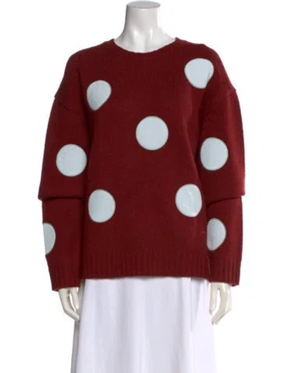 Pre-owned Tory Sport Wool Polka Dot Print Sweater W/ Tags In Burgundy