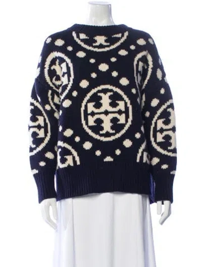 Pre-owned Tory Sport Wool Printed Sweater In Blue
