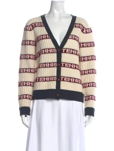 Pre-owned Tory Sport Wool Striped Sweater In Neutral