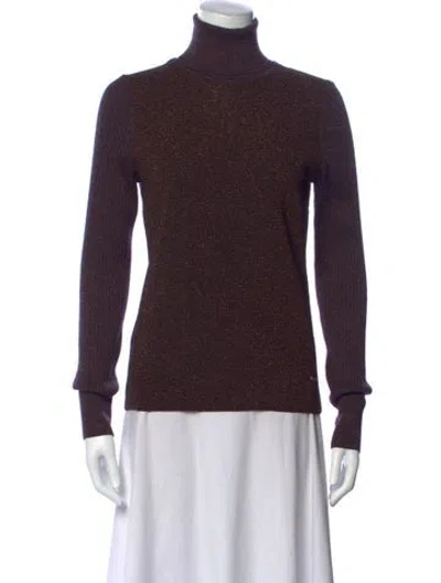 Pre-owned Tory Sport Wool Turtleneck Sweater In Brown