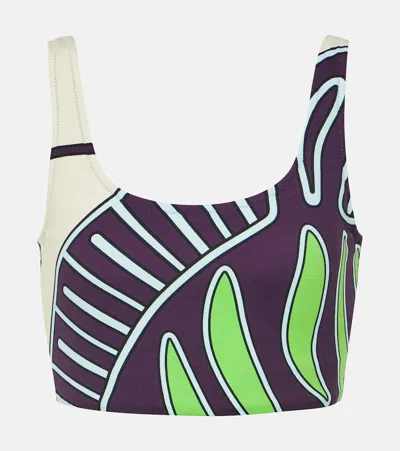 Tory Sport Zebra-printed Sports Bra In Purple Zebra Scarf