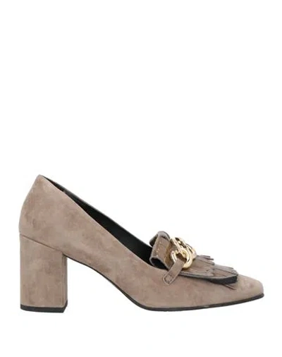 Tosca Blu Shoes Woman Loafers Taupe Size 6 Leather In Gray