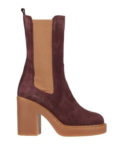 Tosca Blu Studio Woman Ankle Boots Burgundy Size 7 Leather In Red