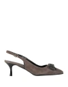 Tosca Blu Studio Woman Pumps Taupe Size 7 Textile Fibers In Brown