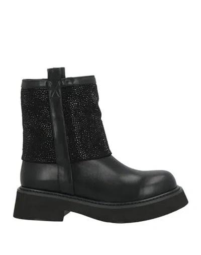 Tosca Blu Woman Ankle Boots Black Size 7 Textile Fibers In Multi