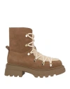 Tosca Blu Woman Ankle Boots Khaki Size 7 Leather, Textile Fibers