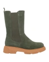 Tosca Blu Woman Ankle Boots Military Green Size 6 Leather, Textile Fibers In Green