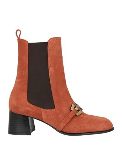 Tosca Blu Woman Ankle Boots Rust Size 7 Leather In Multi